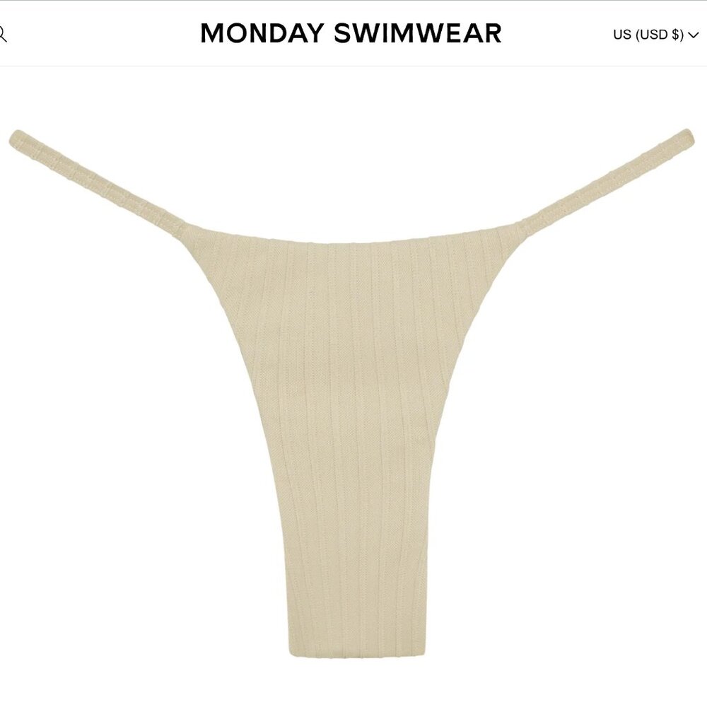 NWT Monday Swimwear Barbados Bottom — Small (S) Vanilla Matte Rib